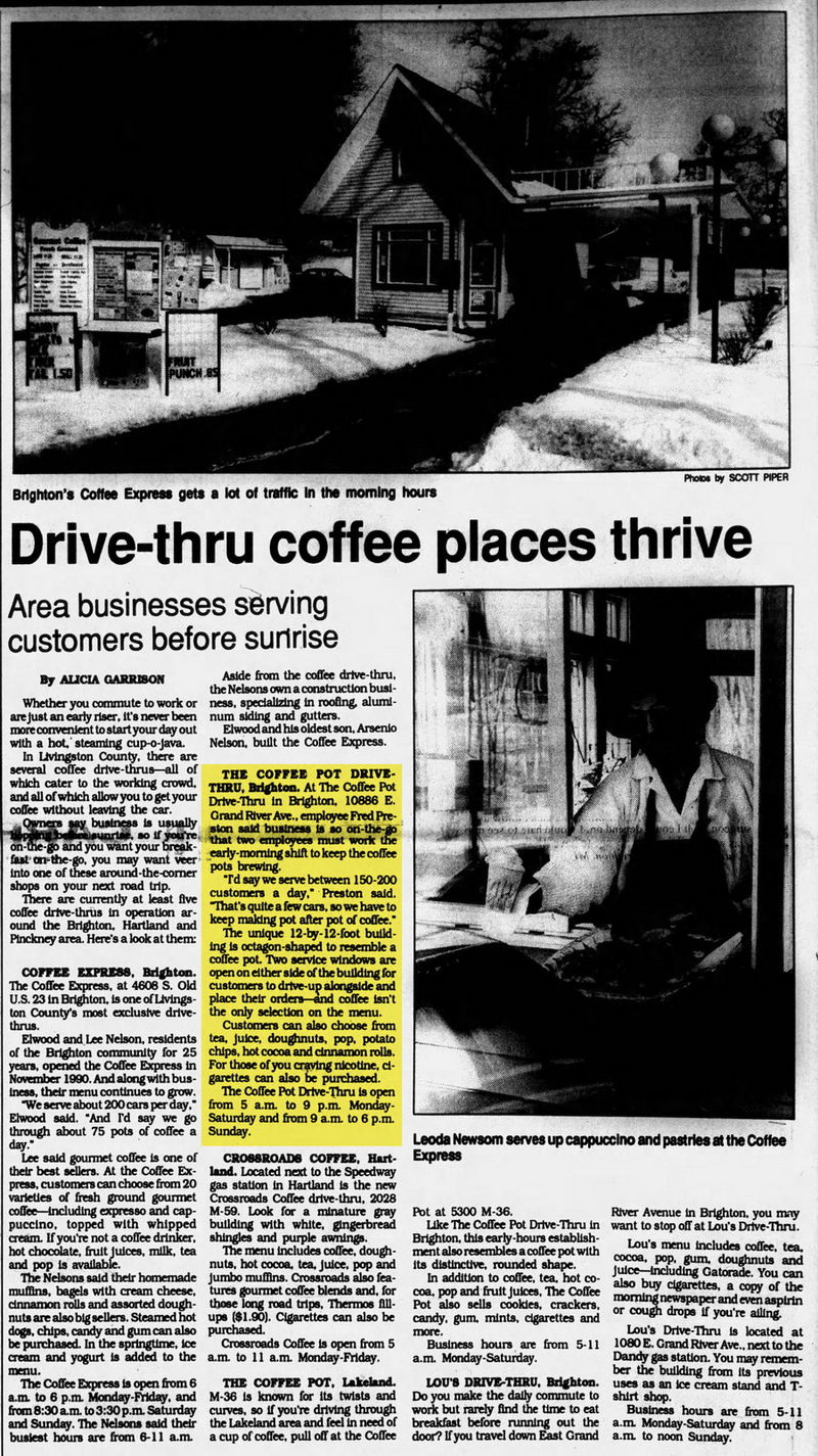 Rise and Grind (Coffee Pot, Bear Claw Coffee) - Mar 10 1993 Article On Coffee Pot (newer photo)